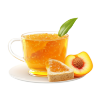 peach jelly with toast and slices of peach on a transparent background png