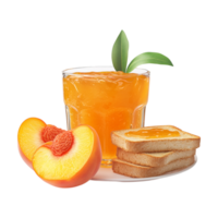 fresh peach juice with slices of bread on a plate png