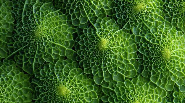 Macro Shot Reveals Intricate Texture of Broccoli With Vibrant Green Patterns Creating an Abstract Appearance photo