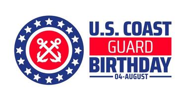 U.S. coast guard birthday or happy birthday us coast guard background, banner or poster design template. observed every year in August. Holiday concept. Use to any Template, card, poster vector