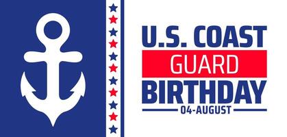 U.S. coast guard birthday or happy birthday us coast guard background, banner or poster design template. observed every year in August. Holiday concept. Use to any Template, card vector