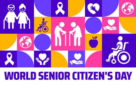 Senior Citizens Day Geometric shape pattern background, banner or poster design template. observed every year in August. Holiday concept. Use to any Template, card, poster vector