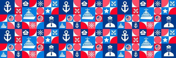 us coast guard birthday or happy birthday us coast guard Geometric shape pattern background, banner or poster design template. observed every year in August. Holiday concept. Use to any Template, vector