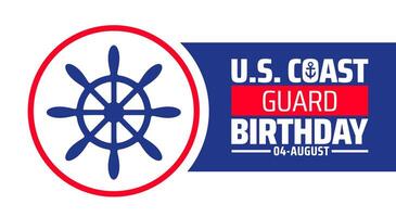 U.S. coast guard birthday or happy birthday us coast guard background, banner or poster design template. observed every year in August. Holiday concept. Use to any Template, card, poster, placard vector