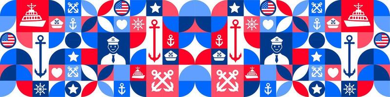us coast guard birthday or happy birthday us coast guard Geometric shape pattern background, banner or poster design template. observed every year in August. Holiday concept. vector