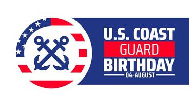 U.S. coast guard birthday or happy birthday us coast guard background, banner or poster design template. observed every year in August. Holiday concept. Use to any Template, card, poster, vector