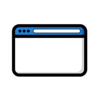 Blue Browser Window Icon Simple Webpage Interface Design isolated on a transparent background png