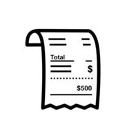 Black Line Art Receipt Icon Five Hundred Dollar Total isolated on a transparent background png