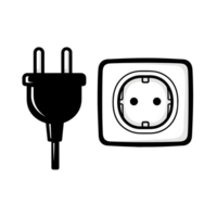 Black Electrical Plug and Matching Outlet Icon isolated on a transparent background png
