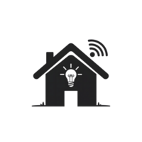 Black House Icon Smart Home Wifi Lightbulb isolated on a transparent background image png