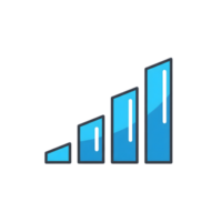 Ascending Blue Bar Graph Icon Signal Strength Chart isolated on a transparent background png