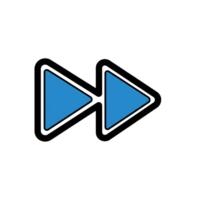 Blue and Black Rewind Icon Two Triangles Fast Backward Symbol isolated on a transparent background png