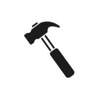 Black Silhouette of a Claw Hammer Icon isolated on a transparent background tool png