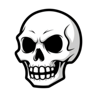 Angry Cartoon Skull Head Black White Icon isolated on a transparent background image png