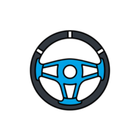 Blue and Black Car Steering Wheel Icon isolated on a transparent background automobile png