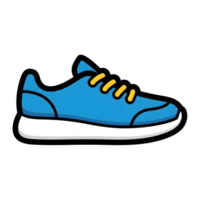 Blue Sneaker with Yellow Laces Cartoon Icon isolated on a transparent background png