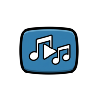 azul redondeado rectángulo música jugador icono jugar botón musical notas aislado en un transparente antecedentes png