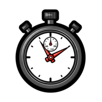 Black Stopwatch Red Hands White Face Time Icon isolated on a transparent background png