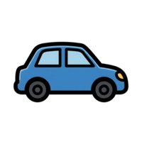 Blue Small Car Icon Simple Vehicle Illustration isolated on a transparent background png