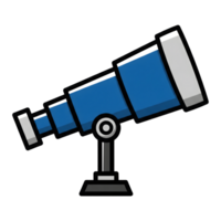 Blue Telescope Icon Cartoon Style Illustration isolated on a transparent background png