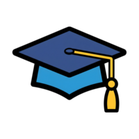 Blue and Gold Graduation Cap Icon Illustration isolated on a transparent background png