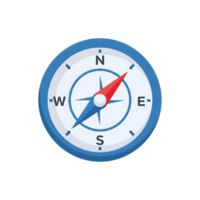 Blue Compass Icon Red Needle North Direction isolated on a transparent background png