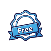 Blue Free Icon Badge Seal Label Ribbon Sticker isolated on a transparent background png