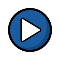 Blue Circle Play Button Icon White Triangle Media Start isolated on a transparent background png