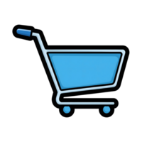 Blue Shopping Cart Icon Simple Line Art Design isolated on a transparent background png