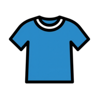 Blue T Shirt Icon with White and Black Trim isolated on a transparent background png