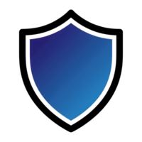 Blue Gradient Shield Icon Black Border White Outline isolated on a transparent background png