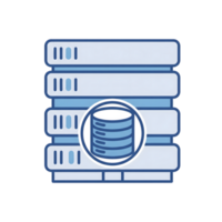Blue Server Rack Icon Database Storage System isolated on a transparent background png
