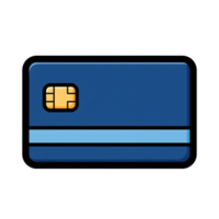 Blue Debit Card Icon with Chip and Light Blue Stripe isolated on a transparent background png