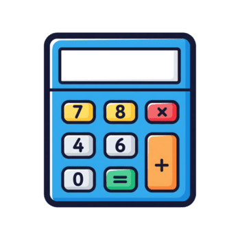 blå kalkylator ikon med färgrik knappar tal och matematik symboler isolerat på en transparent bakgrund png