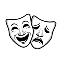Comedy and Tragedy Masks Black and White Icon isolated on a transparent background png