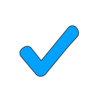 Bright Blue Check Mark Icon Isolated on a transparent background tick correct png