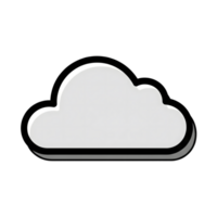 Gray Cloud Icon Cartoon Style Thick Outline isolated on a transparent background png