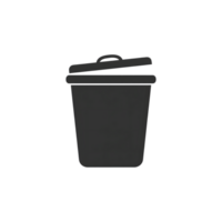 Dark Gray Trash Can Icon Open Lid Wastebin isolated on a transparent background garbage can png