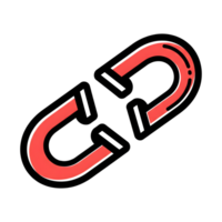 Broken Red Link Icon Two Separated Magnets Illustration isolated on a transparent background png