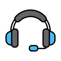 Gray and Blue Headset Icon Customer Support Service icon isolated on a transparent background png