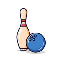 Cartoon Bowling Pin and Blue Bowling Ball icon isolated on a transparent background png