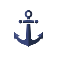 Dark Blue Nautical Anchor Icon Graphic isolated on a transparent background marine png