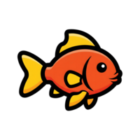 Cartoon Orange Fish Yellow Fins Icon isolated on a transparent background image png
