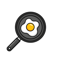 Fried Egg in Black Frying Pan Icon Graphic isolated on a transparent background yolk png