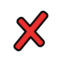 Bold Red X Mark Icon Black Background isolated on a transparent background symbol png