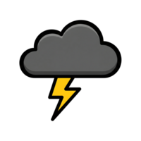 Dark Gray Cloud with Yellow Lightning Bolt icon isolated on a transparent background png