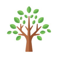 Brown Tree Icon Green Leaves Simple Nature Graphic isolated on a transparent background png