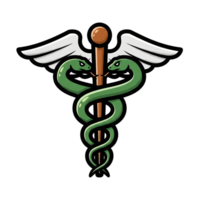 Caduceus Medical Symbol Green Snakes Wings Staff Icon isolated on a transparent background png