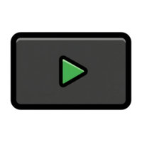Dark Gray Rectangular Play Button Green Triangle Icon isolated on a transparent background png