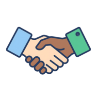 Diverse Hands in a Handshake Icon Blue Green Beige isolated on a transparent background png